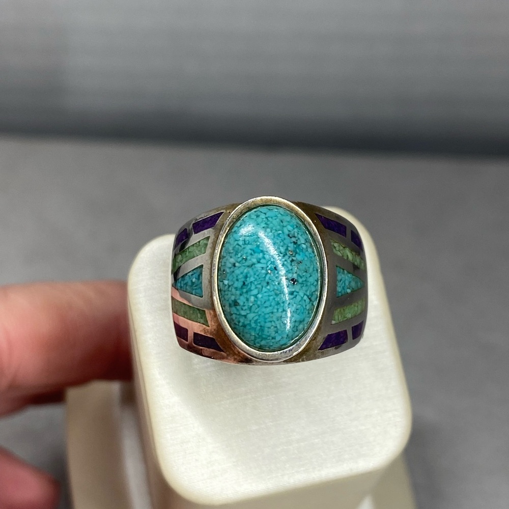 Turquoise and Purple Inlay Ring